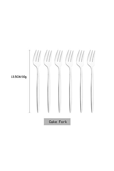 Choice Silver 6Pcs Silver Fruit Cake Dinnerware Set Mirror Stainless Steel Tea Fork Set Snack Fork Small Sa