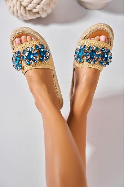 Joana Selina Blue Eco-Leather Slippers/Flip Flops