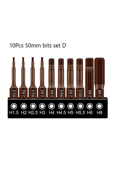 Choice Only10Pcs bits set D 1/4 Screwdriver Bits Set 25mm 50mm S2 Alloy Steel Closs Phillips Slotted Hex To