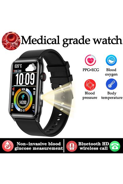 Choice Black New AI Medical Diagnostic Blood Sugar Smart Watch Men Sports Fitness Tracker Bluetooth Call He