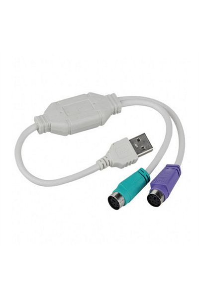 Choice محول كابل OULLX أبيض من USB ذكر إلى كابل PS2 أنثى مزدوج USB إلى كابلين PS/2 للاستخدام في لوحة المفاتيح
