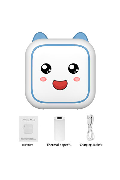 choice2 طابعة ابتسامة صغيرة زرقاء بدون حبر مع ورق حراري لاصق ومسجل ملصقات صور وطباعة جرافيتي B