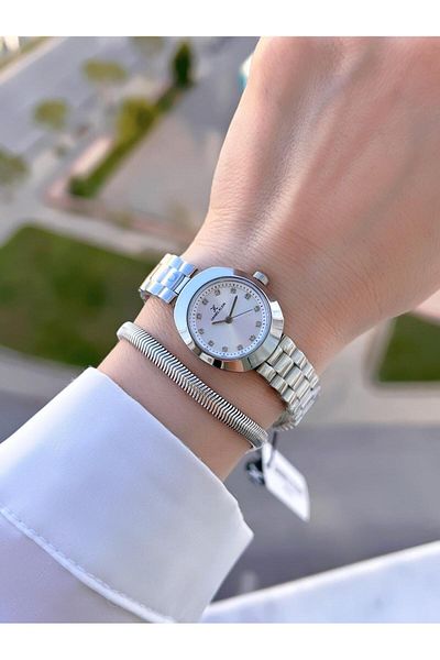 Daniel Klein 30 Mt Water Resistant Vintage Silver/Grey Women's Wristwatch - Steel Cord Retro Design