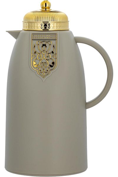ALSAIF Deva Coffee And Tea Vacuum Flask, Leak-proof And Keeps Drinks Hot, 1.0liter, Light Grey/gold