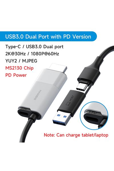 Choice بطاقة التقاط فيديو Hagibis USB 3.0 باللونين الأبيض والأسود، كابل التقاط HDMI إلى USB-A/Type-C PD 100 وات لجهاز Quest