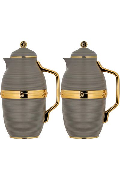 ALSAIF Deva 2-pieces Coffee And Tea Vacuum Flask, Leak-proof And Keeps Drinks Hot, 1.0/1.0 Liter, gr