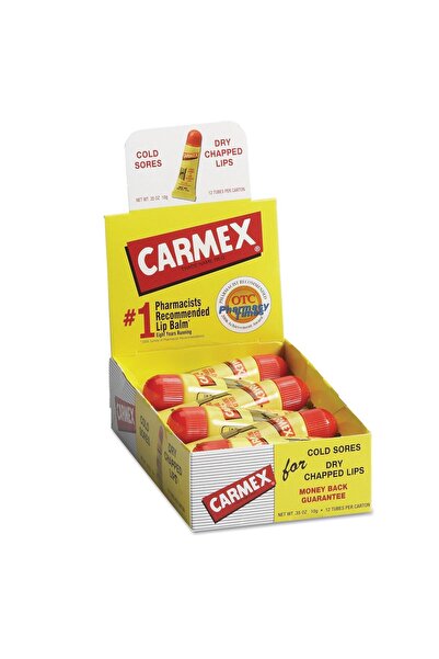 Carmex مرطب شفاه بنكهة أصلية، 0.35 أونصة، 12 علبة