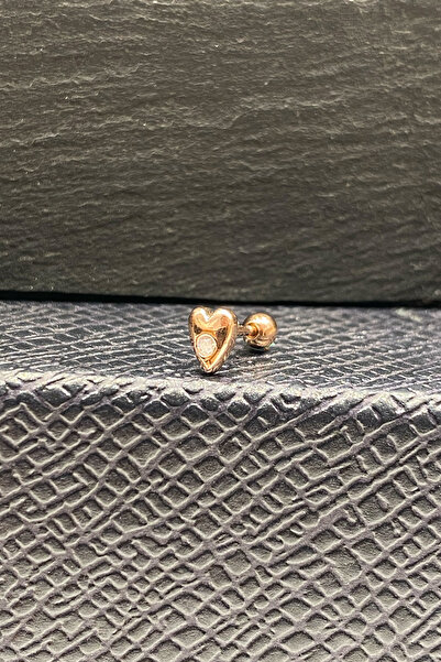 La femme by begum Tektaş ve Kalp Arka Top Döndürmeli Rose Gümüş Piercing,helix,tragus,conch,flat