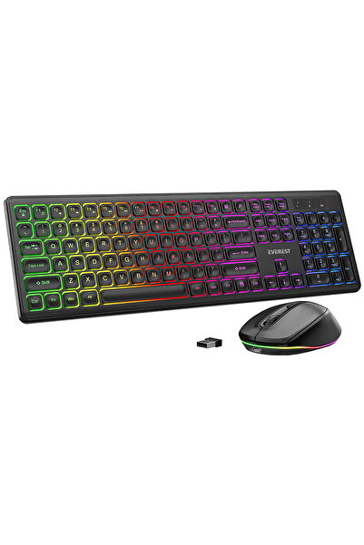 Everest KM-319BT Siyah 2.4G+BT1+BT2 Çoklu Cihaz Bağlantılı Q Set Kablosuz Klavye + Mouse