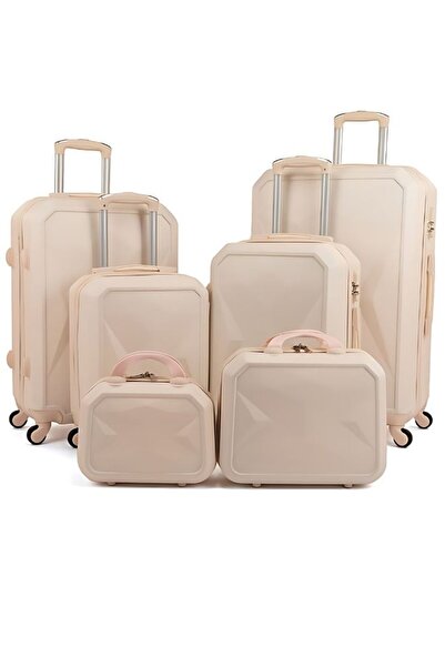 LİMRA 6-piece luggage set with wheels, solid and strong design, beige