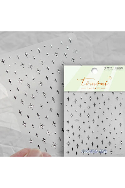 NAILFYOU TO3250 قطعة واحدة من ملصقات الأظافر الفضية 5D المعدنية الصغيرة ملصقا...