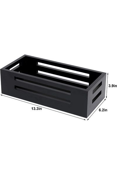 Generic Black Wooden Bathroom Storage Box for Toilet Tank Topper and Toilet Paper Organizer Basket