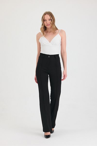 Livik Black Çimalı Women's Shabby Super High Shabby Palazzo Pants