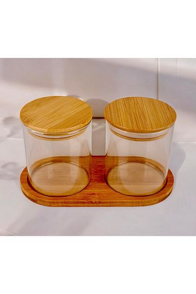 Pembelia Life Spice, Salt, Coffee Multi-Purpose Presentation Cotton Jar with Bamboo Stand