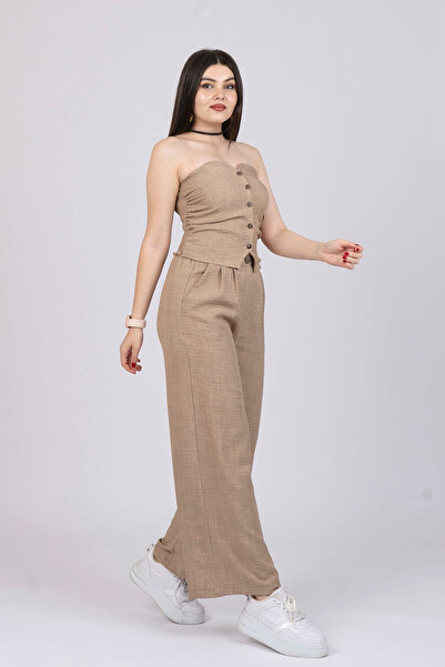 MissVina Στράπλες λινό σετ δύο τεμαχίων 1142