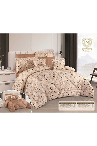 Najmat Alshamal 8-piece summer printed double bed sheet set, size 230 x 250 cm