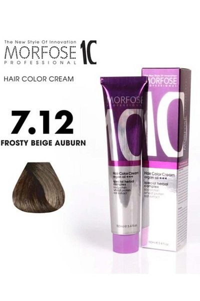 Morfose Morfose 10 Hair Color Cream with Argan Oil - 7.12 Ash Blonde Irize, 100ml