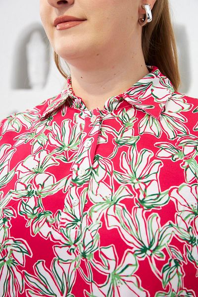 RMG Zero Sleeve Magical Size Blouse - Fuchsia - Patterned Shirt