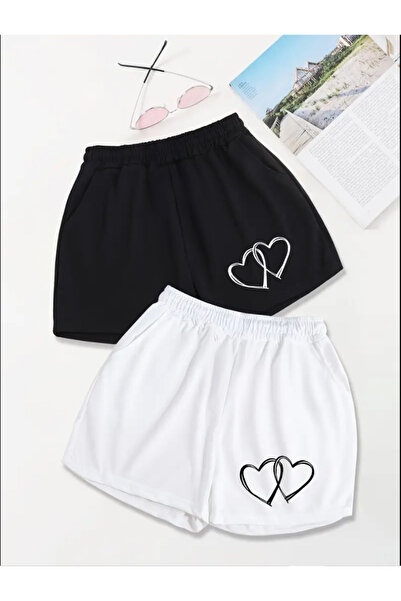 SeusCraft Σετ 2 τεμαχίων από βαμβακερό χτενισμένο κοντό σορτς με στάμπα μαύρη...