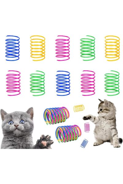 Yelajoy Cat Spring Toys, 12-Pack, Colorful Spring Coils, Durable Plastic, For Indoor Cat Interaction