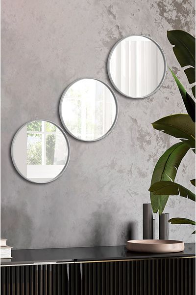 Leila Home Round Mirrored Presentation Holder Silver 24X24 Catering Coffee and Tea Presentation