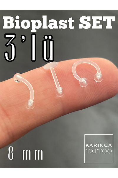 Karınca Piercing 3Pcs Each Style Bioplast Piercing Set Clear Forward Helix Rook Snug Septum Nose Lip Conch Tragus