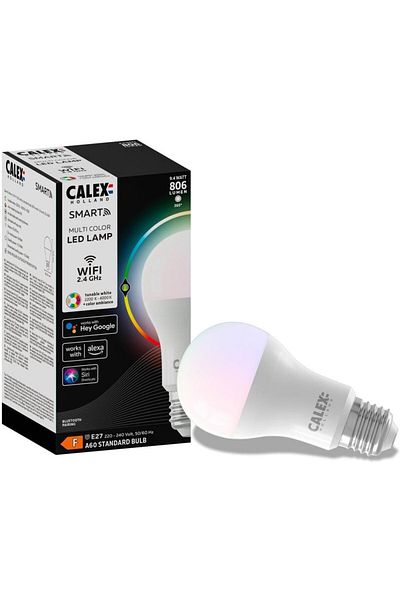 Calex Calex smart RGB LED bulb, Wi-Fi, Bluetooth, A60, E27, 9.4W, 806 lm, dimmable, white and colored light