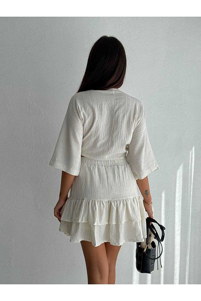 YAKAMOZ34BUTİK Tie-Up Bottom Top Shorts Suit