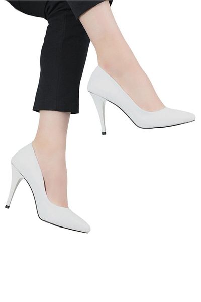 Liger Pantofi cu toc clasic de damă (11 cm) ALB