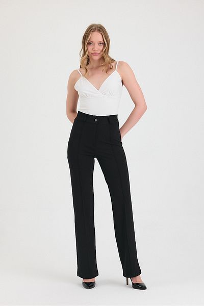 Livik Black Çimalı Women's Shabby Super High Shabby Palazzo Pants