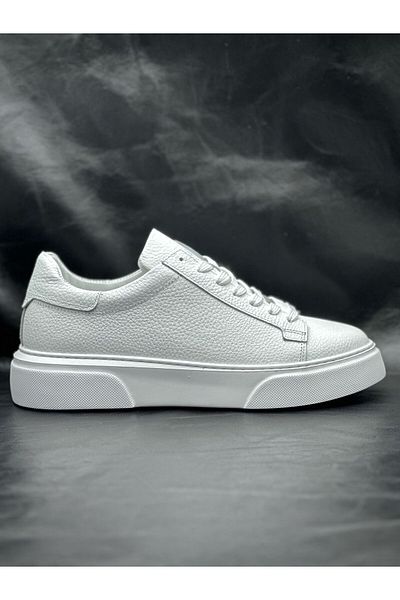 BESS SHOES Genuine Leather White Men's Sports Shoes Orthopedic, Lightweight, Comfortable, Non-Slip Sole, Casual Sneaker