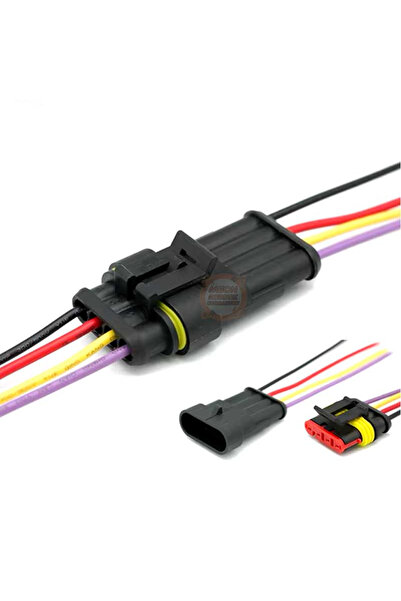 Meon Robotik Otomasyon 4-Pin Su Geçirmez Kablolu Konnektör Soket Takımı-Araba...