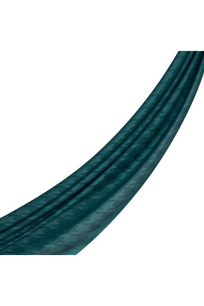 ipekevi Petrol Green Houndstooth Patterned Cotton Silk Shawl