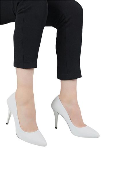 Liger Pantofi cu toc clasic de damă (11 cm) ALB