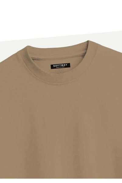 SOFTWAY Unisex Organic Oversize Plain T-Shirt - Light Brown