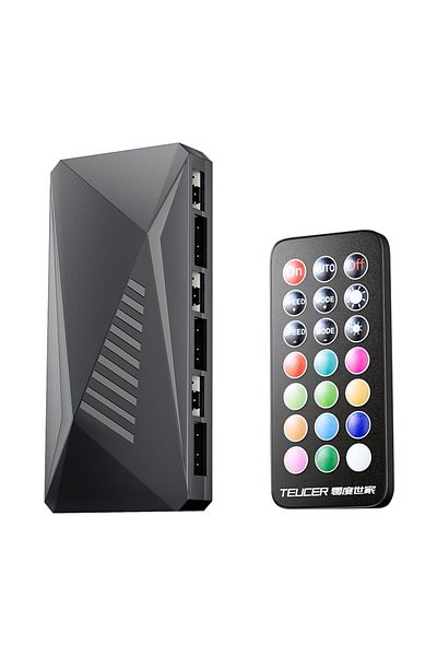 Choice LP-6P-CR TEUCER LP-6P ARGB PWM HUB 3 في 1 وحدة تحكم 6 طرق موزع 4 دبابيس PWM وحدة تحكم مروحة تبريد علبة الكمبيوتر