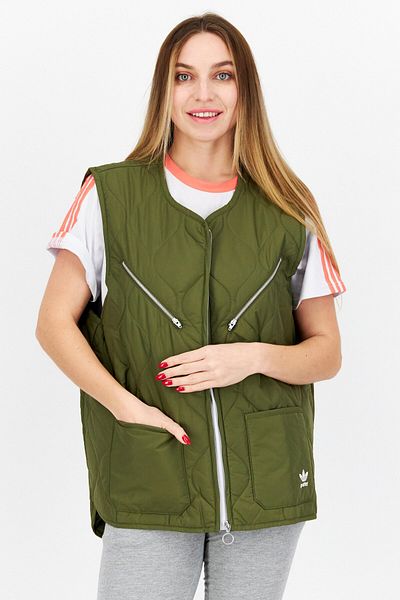 adidas Originals x Parley Women Sportswear Fit Outdoor Quilted Vest Jacket, Olive