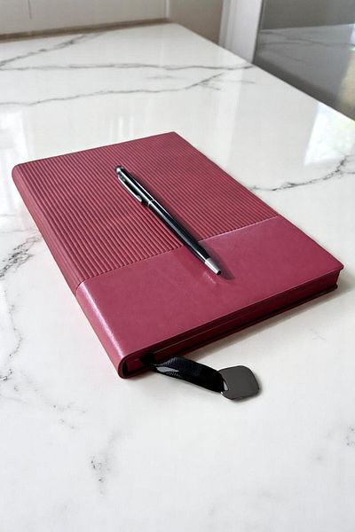 Nesnel Gift Soft and Stretchable Cover Claret Red Flexible Touch Agenda - Metal Pen with Black Touchpen Gift