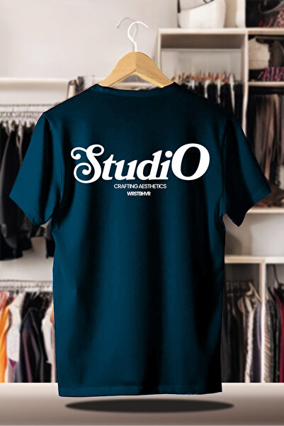 SELF CONTROL Бавовняна оверсайз футболка з принтом, унісекс, індиго, Wrst Studio