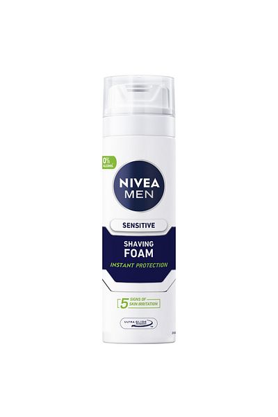NIVEA Men Shaving Foam Sensitive 200ml - Gentle Skin Protection & Smooth Shave