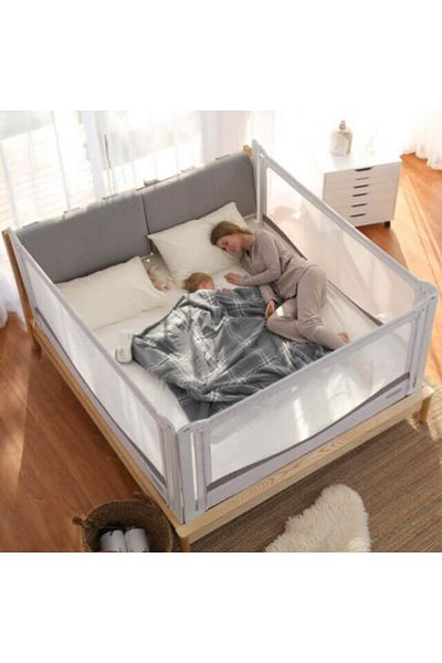 Chock chick Premium Side Protection Xxl For Bed, Adjustable Height, 81-96 Cm, 200 Cm, Light Grey