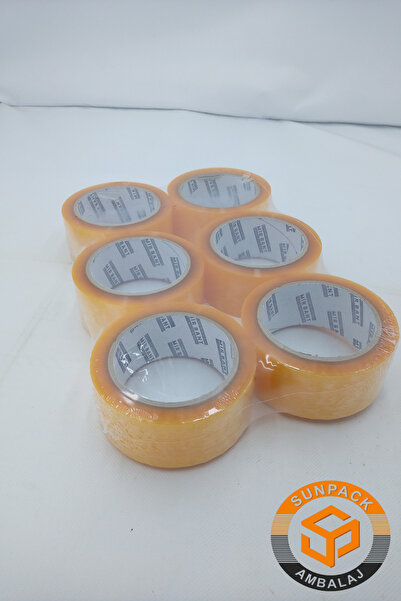 MİR BANT Akrilik Koli Bandı 45mm X 100m Bal Rengi (6 Adet) - Kopmayan Güçlü Koli Bandı