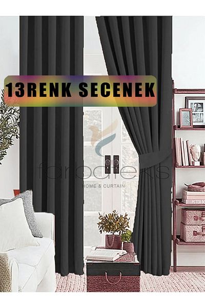 farbateks Dark Gray Anthracite Thick Sunshade Blackout Blackening Background Curtain Flat Planting