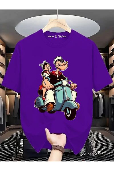 New Shine Μπλουζάκι Popeye Popeye Printed Large Size Oversize T-Shirt