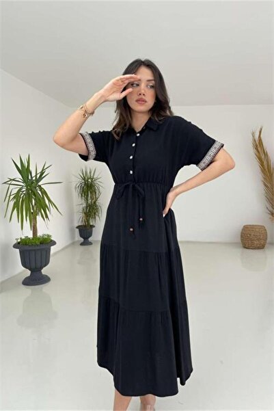 Dipmoda Γιακάς πουκαμίσου φόρεμα με λεπτομέρειες στα μανίκια και τις κορδέλες...