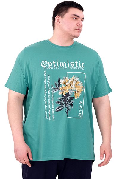 ModeXL Ανδρικό μπλουζάκι μεγάλου μεγέθους Mode XL - Crew Neck OPTIMISTIC U25028Çağla