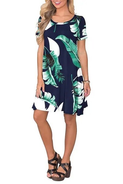 WNEEDU Rochie multicolora florala, scurta, subtire, de vara, plaja pentru dam...