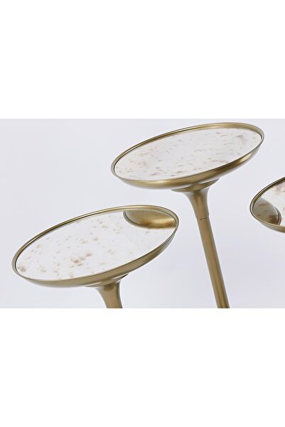 Nils Aksesuar Official Tokyo Gold Statik Boya 3 lü Oturma Odası Yan Sehpa