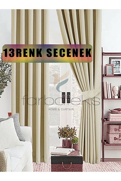 farbateks Beige Mink Thick Sunshade Blackout Blackening Background Curtain Flat Planting