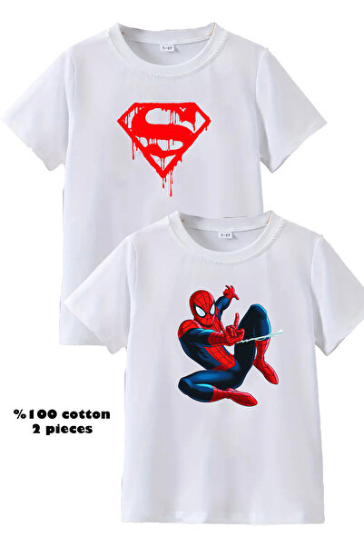 makiteks 2li Kaliteli Pamuk Penye Erkek Çocuk Baskılı Tshirt 5 6 7 8 9 10 11 ...